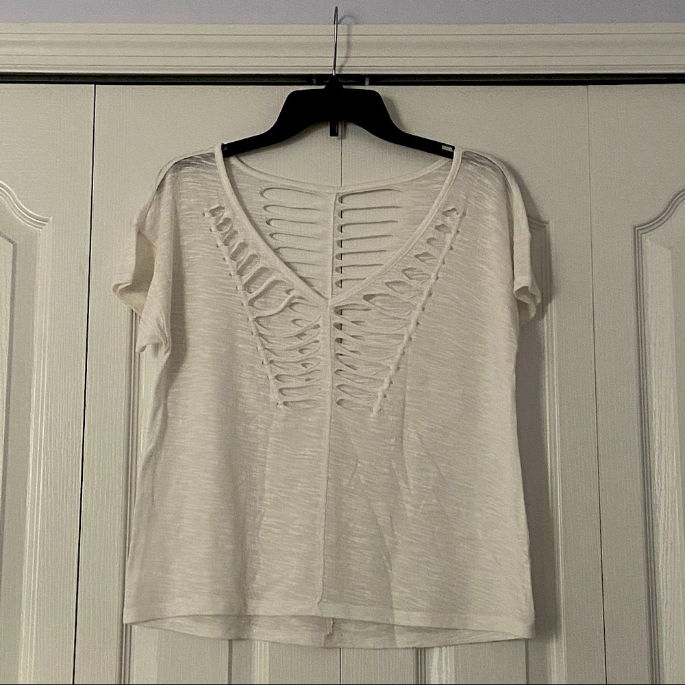 Aeropostale White Ripped Top (One size)